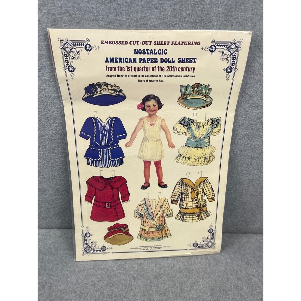 1989 Smithsonian institution-Nostalgic‎ American paper doll sheet,2-page Sealed.